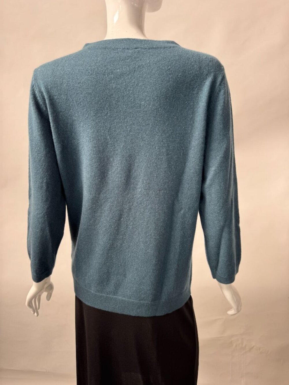 Talbots 100% Cashmere Teal 3/4 Sleeve Lightweight Sweater Womens Size L - Picture 12 of 16